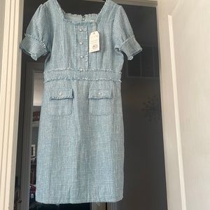 Ivy city co new with tag’s beautiful light blue tweed dress. Size medium.